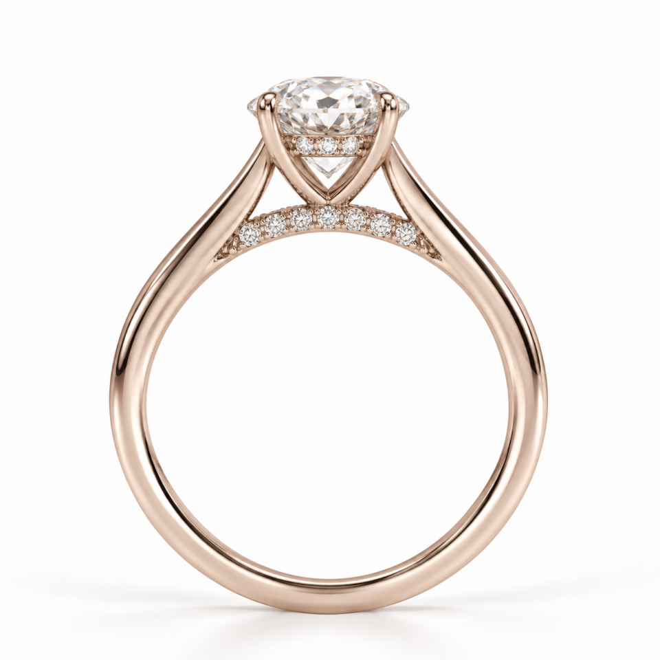 VERA 1 CT OVAL ROSE LABORATUVAR PIRLANTASI YÜZÜK